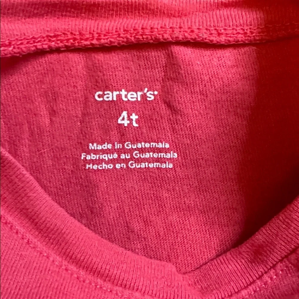 Carters Long Sleeve Bunny Tee size 4T pink coral cotton Easter spring